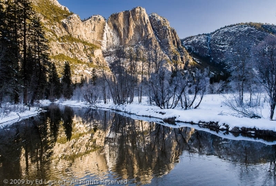 Yosemite Falls Winter Reflection, Yosemite National Park, California