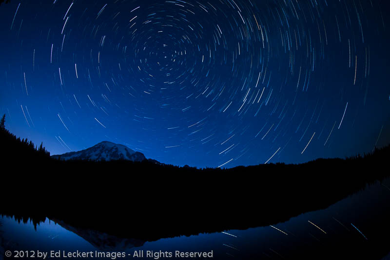 Star Trails at Reflection Lakes, Mount Rainier National Park, Washington