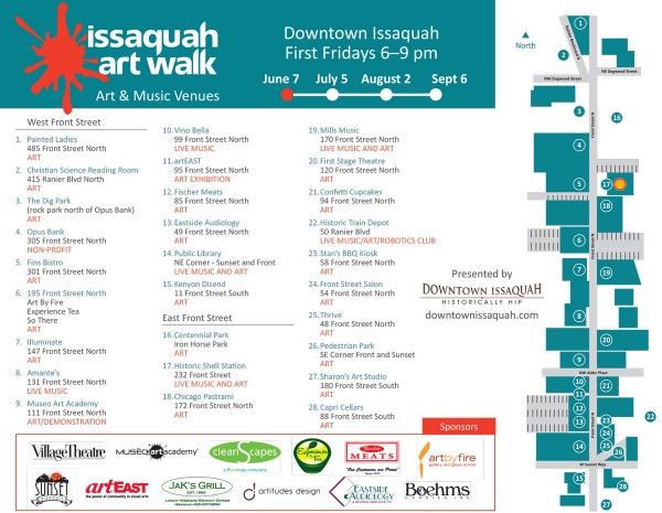Issaquah Art Walk Art & Music Venues for June 7 2013