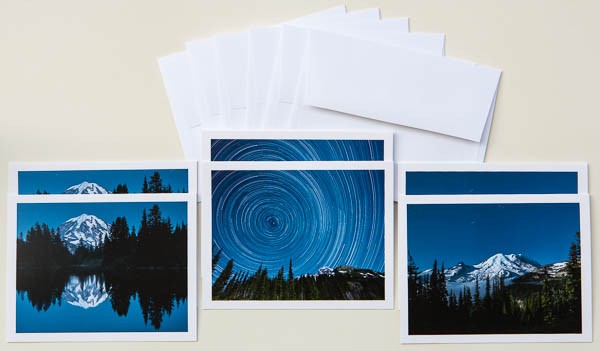 "Rainier After Dark" Note Cards